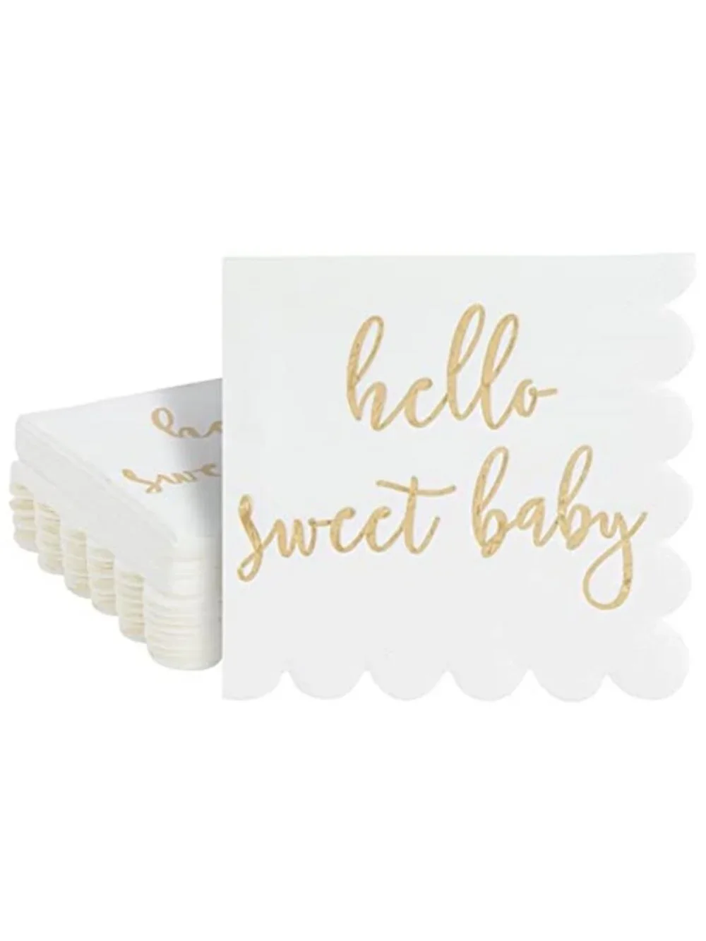 Baby Shower Napkins 50 Pk White Gold Foil Hello Sweet Baby Party Decor 5x5 Paper